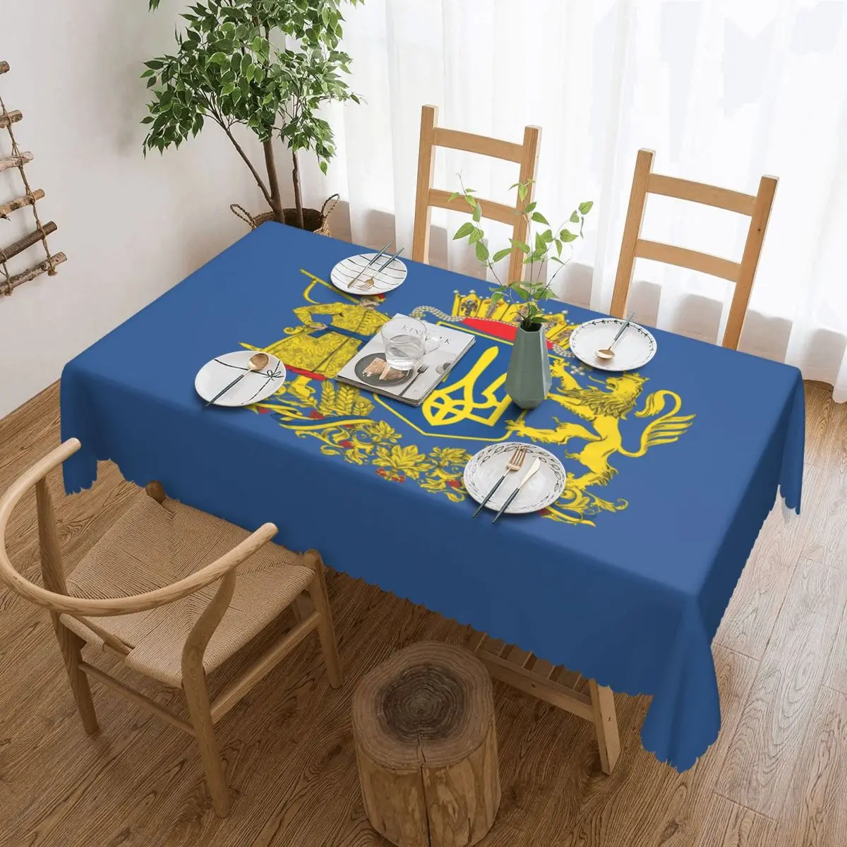 

Rectangular Waterproof Coat Of Arms Ukraine Table Cover Ukrainian Flag Table Cloth Tablecloth for Dining