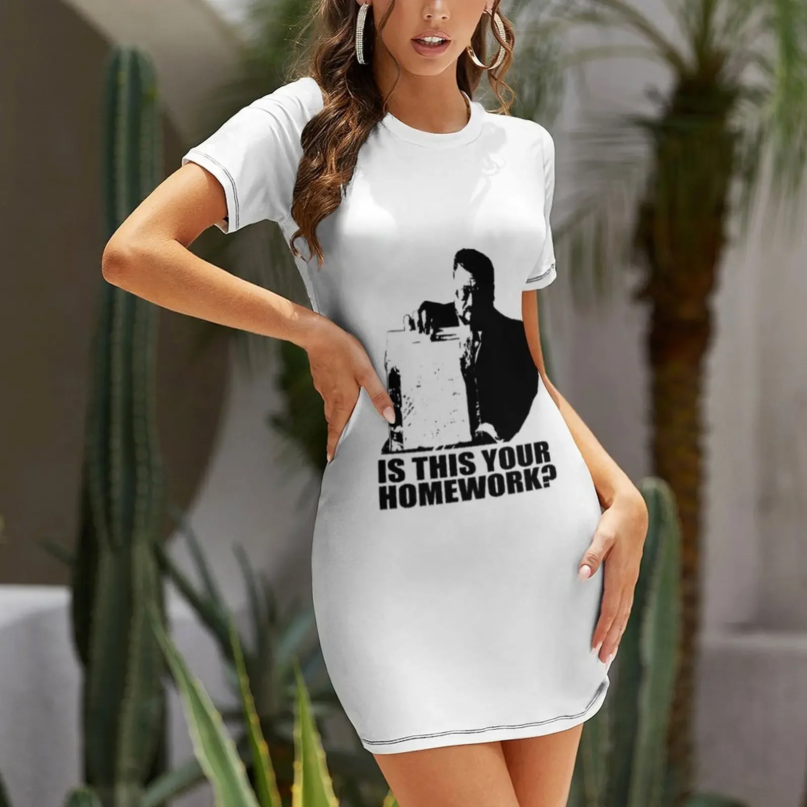De Big Lebowski Walter Sobchak Huiswerk T-shirt Korte Mouwen Jurk zomerjurken dames 2025 Jurk