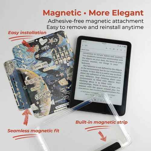 Imagen 2 del producto Funda Twosheep para Kindle 11.ª generación, Colosoft Paperwhite 12.ª, 11.ª, 10.ª, 7.ª generación, Magnética, Desmontable, Parte Trasera Transparente, Función Auto Wake/Sleep, Estilo Ins