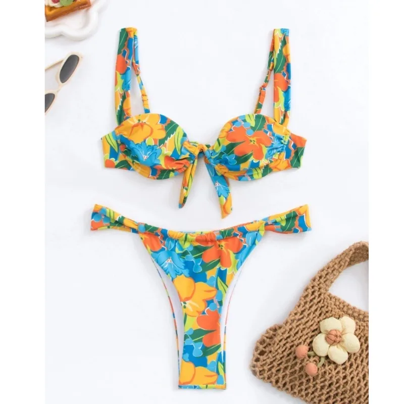 

Sexy Bikini Set for Womens, Triangle Top and Low Rise Bottom Swimwear Female Two Pieces Swimsuit