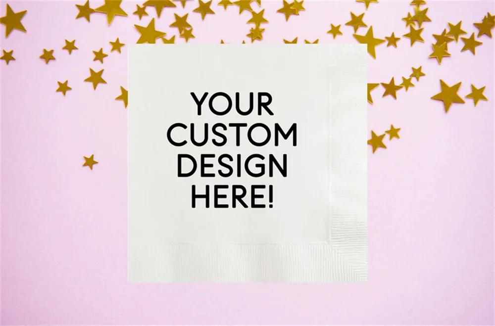 50PCS Personalized Logo Artwork Design, Custom Monogrammed Full Color Printed Cocktail Napkins, Wedding Company Corporate Busine