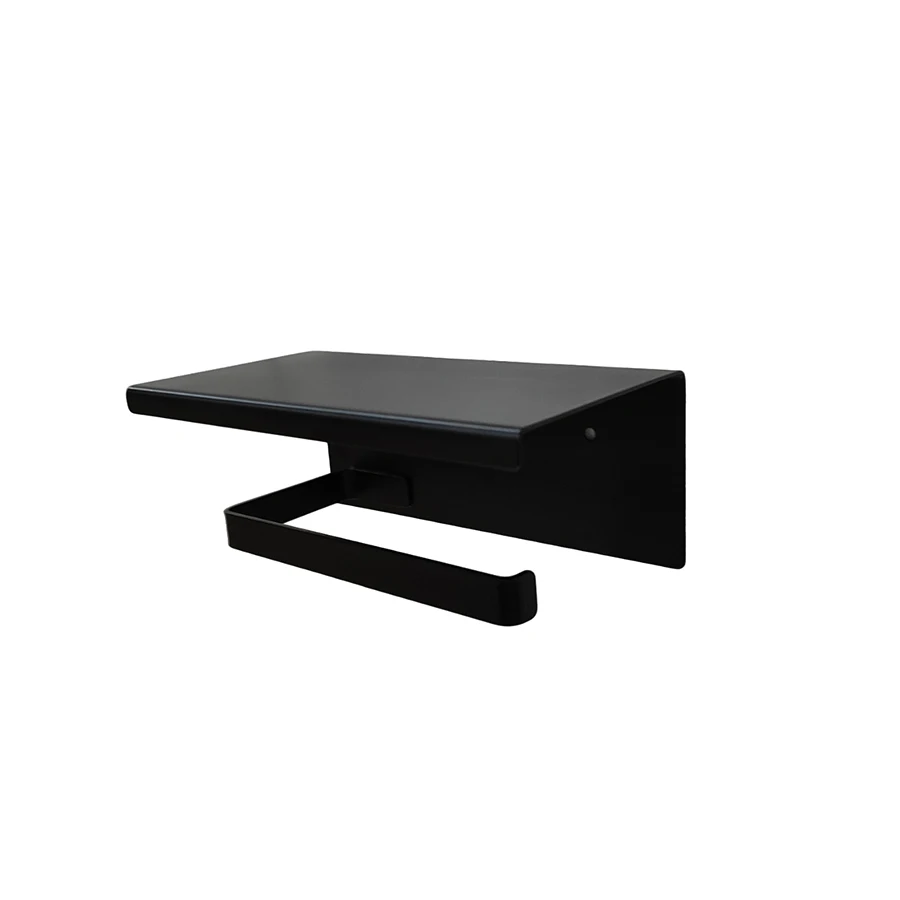 

1pc Wall-Mounted Black Stainless Steel Tissue Holder, No-Drill for Bathroom/Kitchen/Shower/Toilet
