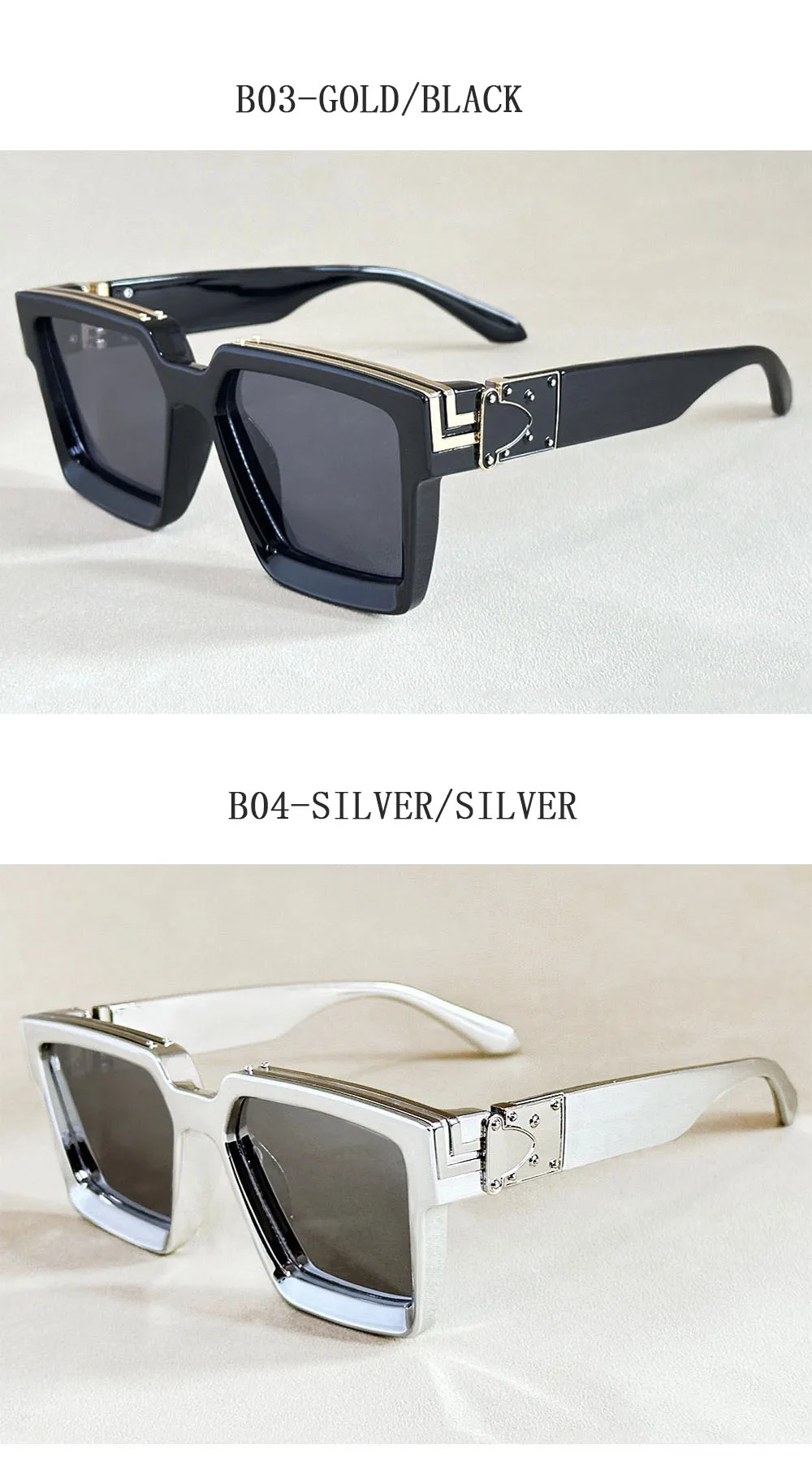 Quadratische Sonnenbrille für Herren, Retro-Millionär-Sonnenbrille für Damen, 2025, trendige Vintage-Urlaubsmode, Brille, Gafas De Sol Hombre Lunette – Detail 31