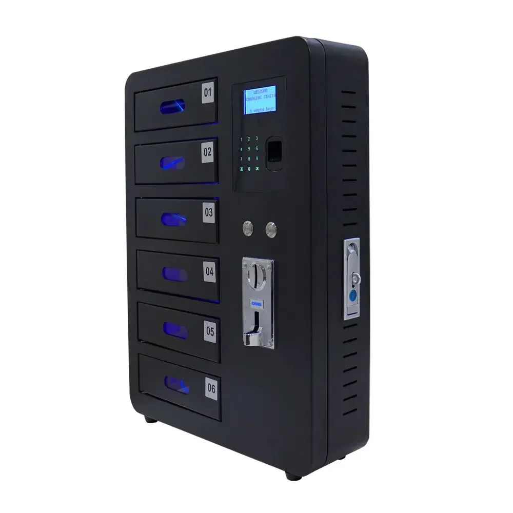 Fingerprint Phone Charging Cabinet Cell Phone Coin Operated Mobile Phone Charging Station Locker