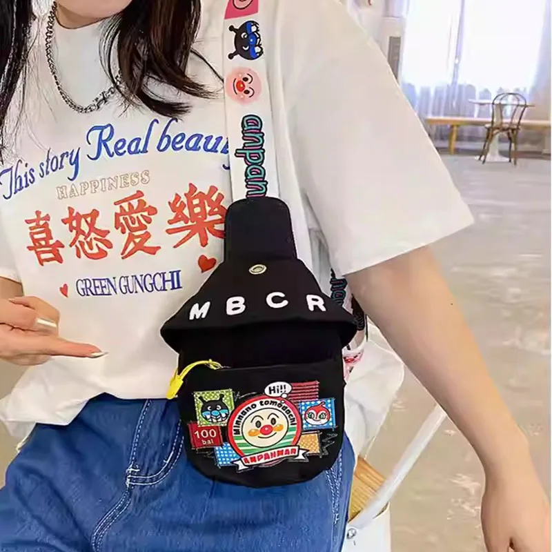 Canvas Classical Unisex Shoulder Crossbody Bag Small-Mini Cartoon Anime Multiple Pockets Waist Chest Hip Belt Women Purse