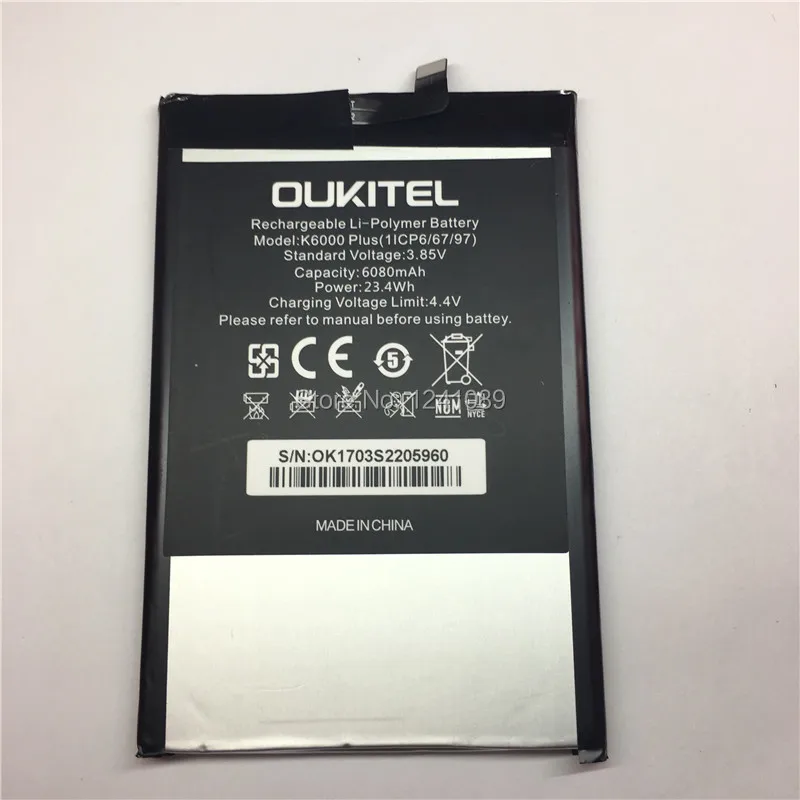 

Mobile phone battery for OUKITEL k6000 plus battery 6080mAh 5.5inch MTK6750T High capacit Mobile phone battery