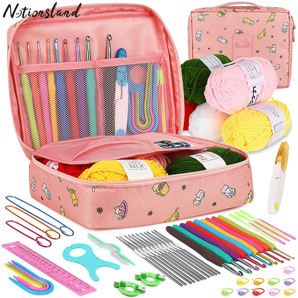 53Pcs Crochet Hook Kit With Storage Bag Weaving Knitting Needles Set DIY Arts Craft Sewing Tools Accessories Crochet Supplies