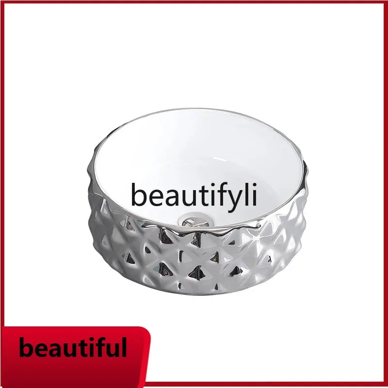 

f156 Nordic simple table gold silver ceramic washbasin round washbasin