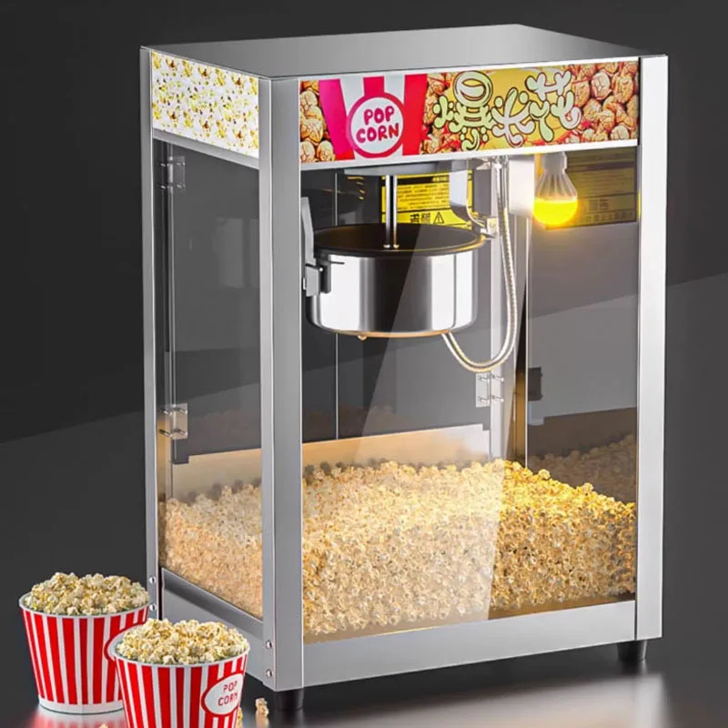 CHKJ Fully Automatic Commercial Popcorn Machine 220/110V Stainless Steel Electric Popcorn Maker for Cinema Street Stalls and Ven