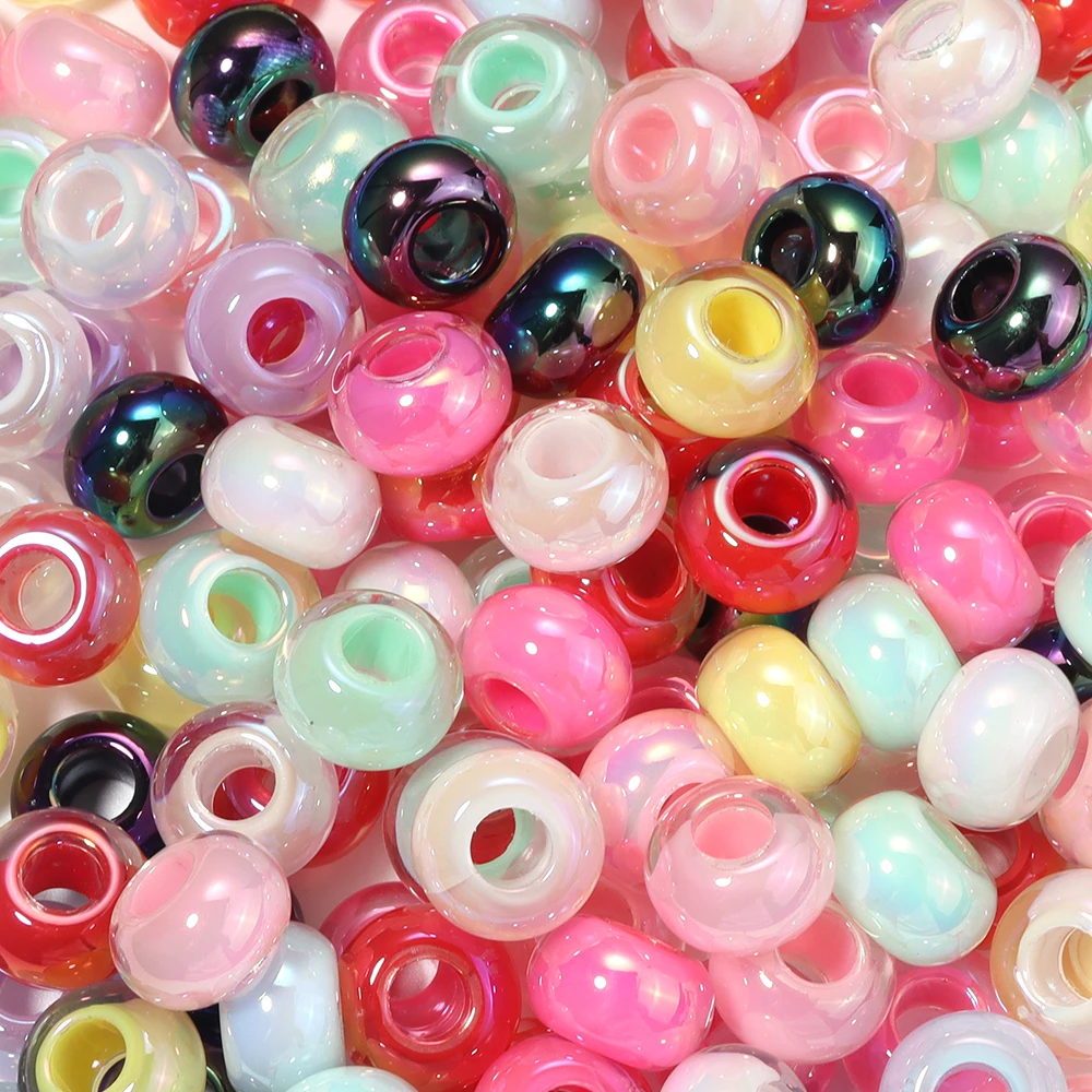 10 Stück/Set UV-beschichtete farbige Acryl-Abakusperlen mit großem Loch, lose Abstandsperlen für Schmuckherstellung, DIY-Armband- und Halskettenzubehör – Detail 3