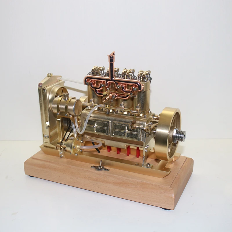 Modelo de motor de gasolina de 4,5 V, refrigeración de circulación de agua de cuatro cilindros, adecuado para modificación DIY de juguetes de tren de potencia