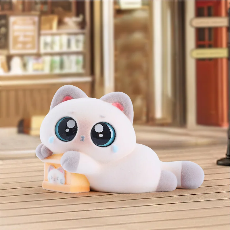 กล่องสุ่มตุ๊กตาแมวสยามกำมะหยี่แท้ ซีรีส์น่ารัก ของตกแต่งโต๊ะทำงาน ของเล่นกล่องปริศนา ของขวัญเซอร์ไพรส์วันเกิด