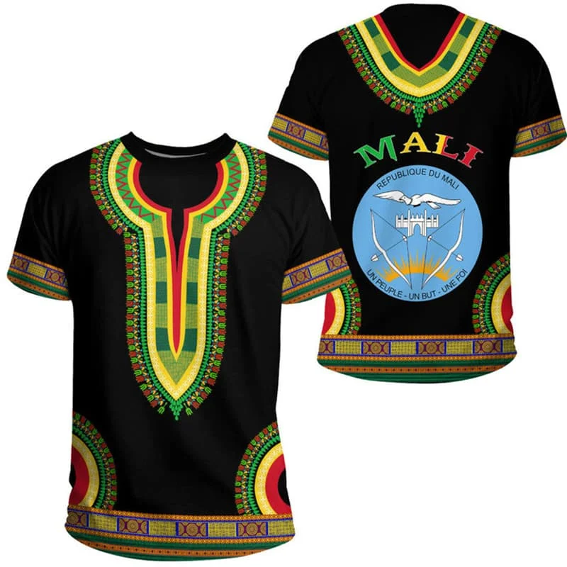 Camiseta de Mali 2026 para hombre, cuello redondo, manga corta, ropa masculina, camiseta de la selección de fútbol de la bandera maliana, ropa de playa y surf