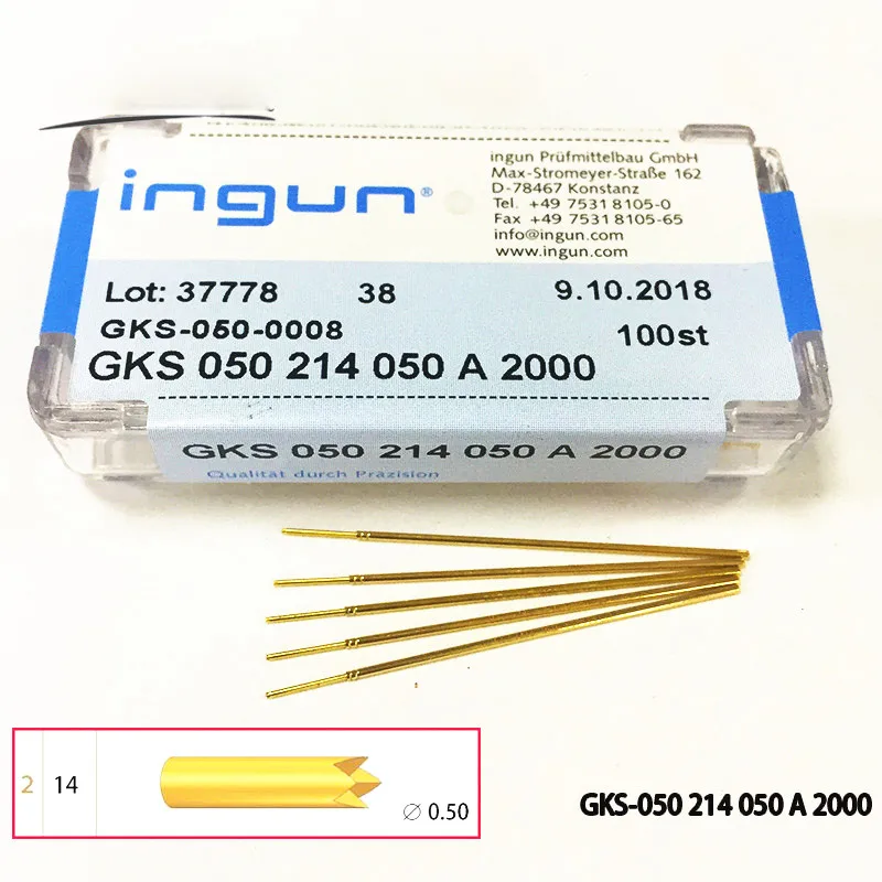 100PCS INGUN Probe GKS050 214 050 A2000 Four-jaw Plum Head 50mil 0.78mm Spring Test Pin PCB Pogo Pin