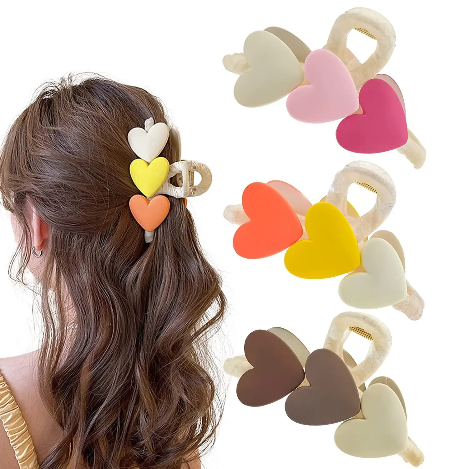 Awaytr Nieuwe Korea Hartvorm Acryl Haar Klauwen Krab Grote Parel Klauw Clips Voor Vrouw Meisjes Bad Barrette Dame Mode Hoofdtooi