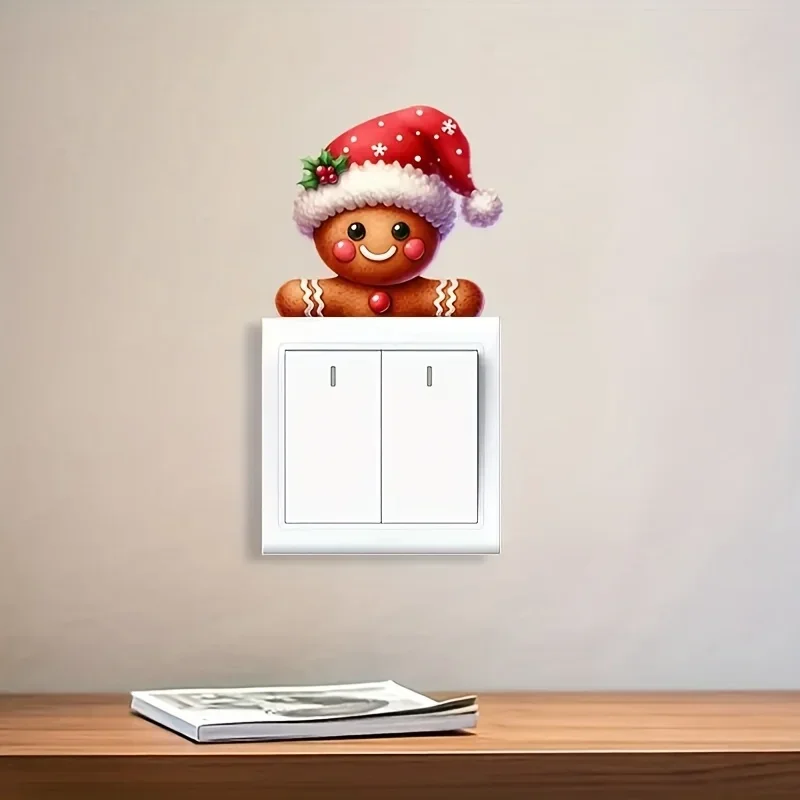 Cartoon Christmas Gingerbread for Man Self-Adhesive for Switch Sticker, Perfect for Christmas Home for Switch Decoration - 1pc