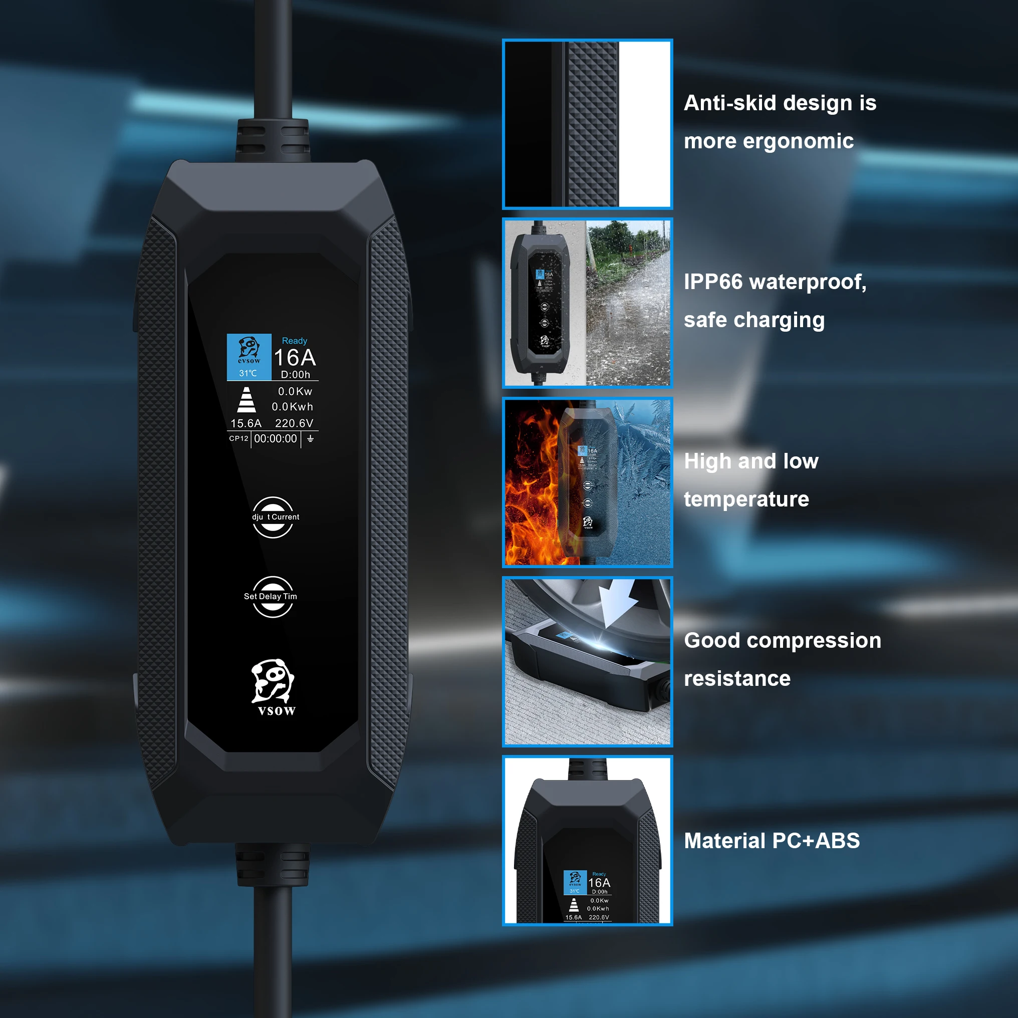 Evsow зарядное устройство для электромобилей Tesla 3,5 кВт 16 А, однофазное зарядное устройство для электромобиля, регулируемый ток и комплект зарядного устройства, время TS-NACS EVSE Wallbox