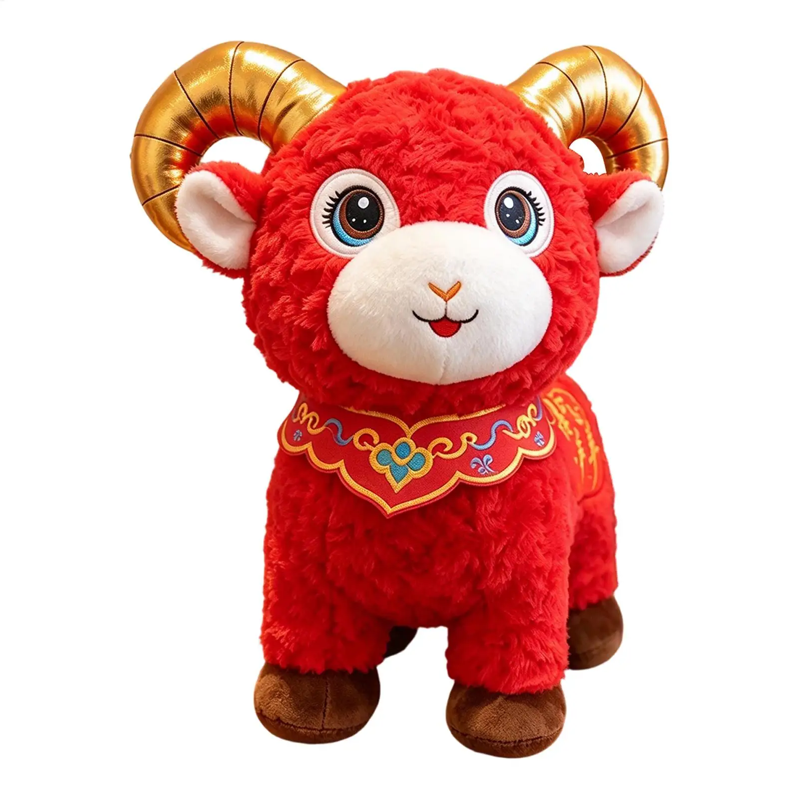 Chinese New Year Sheep 7.87 Inch Chinese Lunar Year Big Eyes Lamb 2027 Goat Plush For Easter Holiday Spring Festival Home Sofa