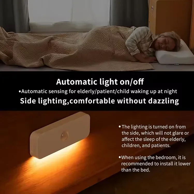 Lampka nocna Xiaomi z czujnikiem ruchu Bezprzewodowa żarówka LED ładowana przez USB Długa żywotność Lampa akumulatorowa do pokoju Szafka kuchenna