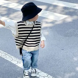 Spring Loose Versatile Pullover O-neck Casual Sleeveless Sweater Children Boys Knitwear Tops Girls Baby Cotton Soft Waistcoats