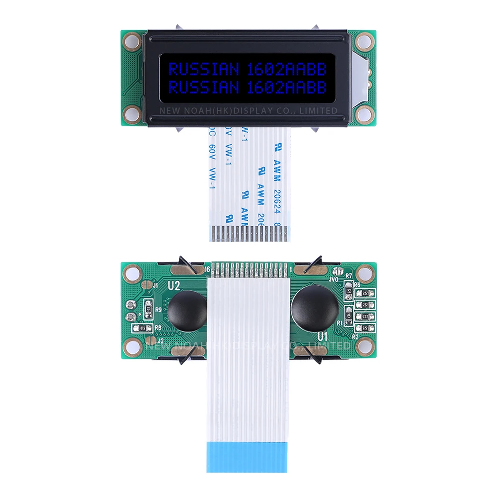 Russian DFSTN Black Film Blue 1602A-20-1A Character LCD Module 2*16 02X16 LCD Fpc25MM 5V ST7066U 53X20MM Multilingual Module