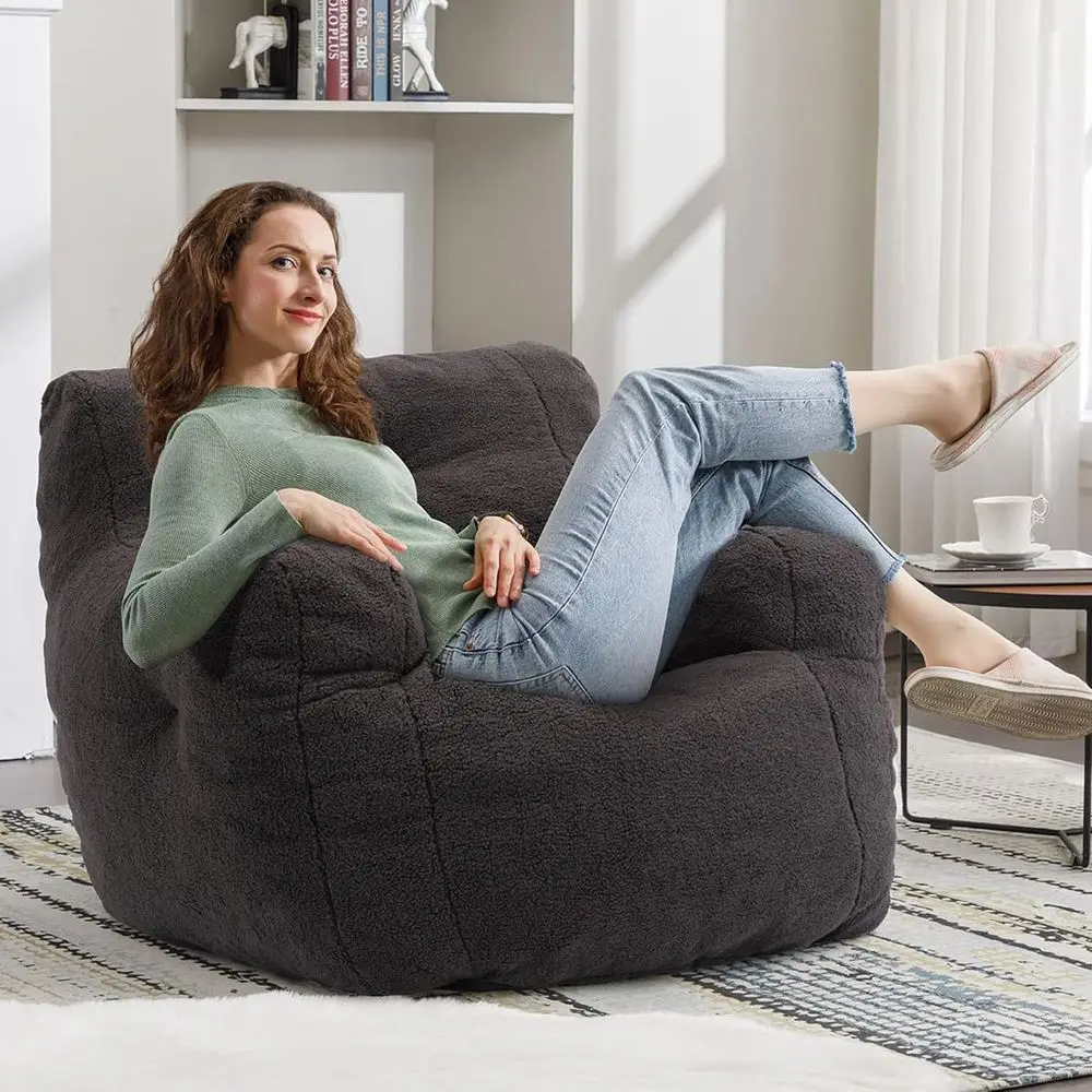 Bean Bag Chairs, Tufted Soft Stuffed Bean Bag Chair with Filler, Fluffy Lazy Sofa, Imperial Lounger Giant Bean Bag Chair for Be