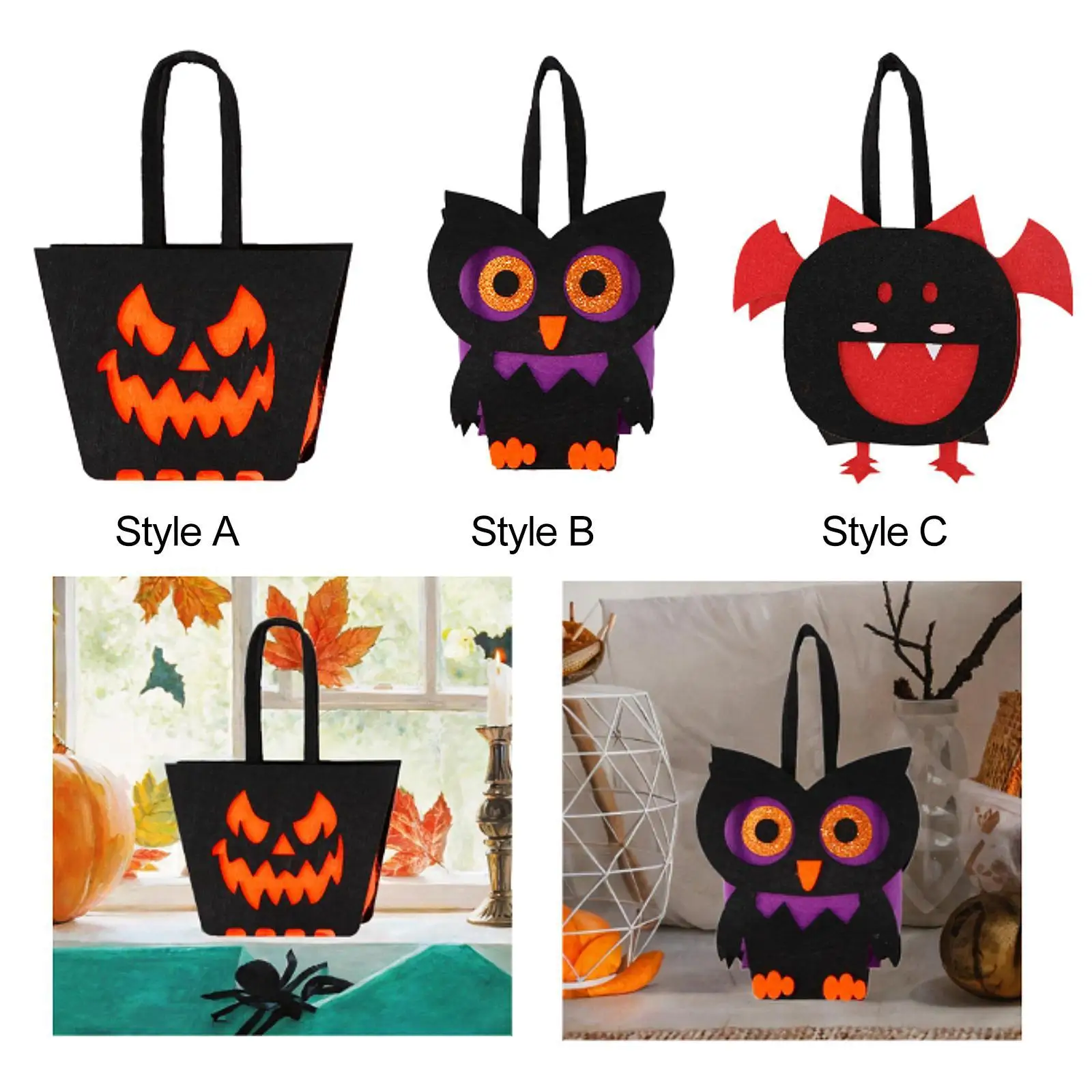 Halloween Candy Bag Halloween Decor Multifunctional Reusable Non Woven Tote Bag for Shelf Cabinet Entrance Living Room Bedroom