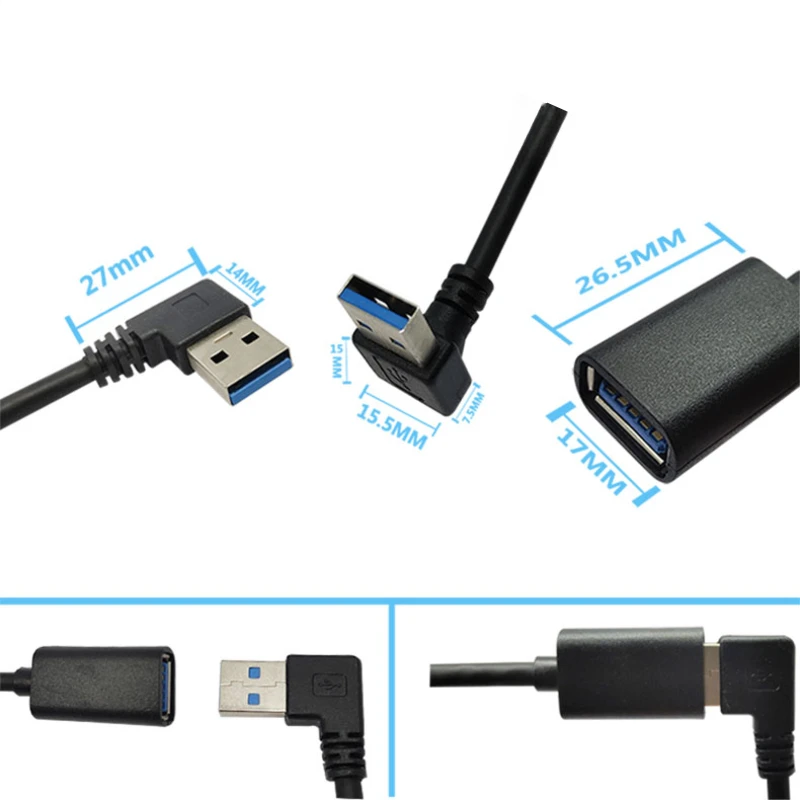 90Degree USB3.0 Male to Female Right Angle Extension Adapter USB Upward Elbow Adapter 5Gbps For Laptop PC Connector Converte