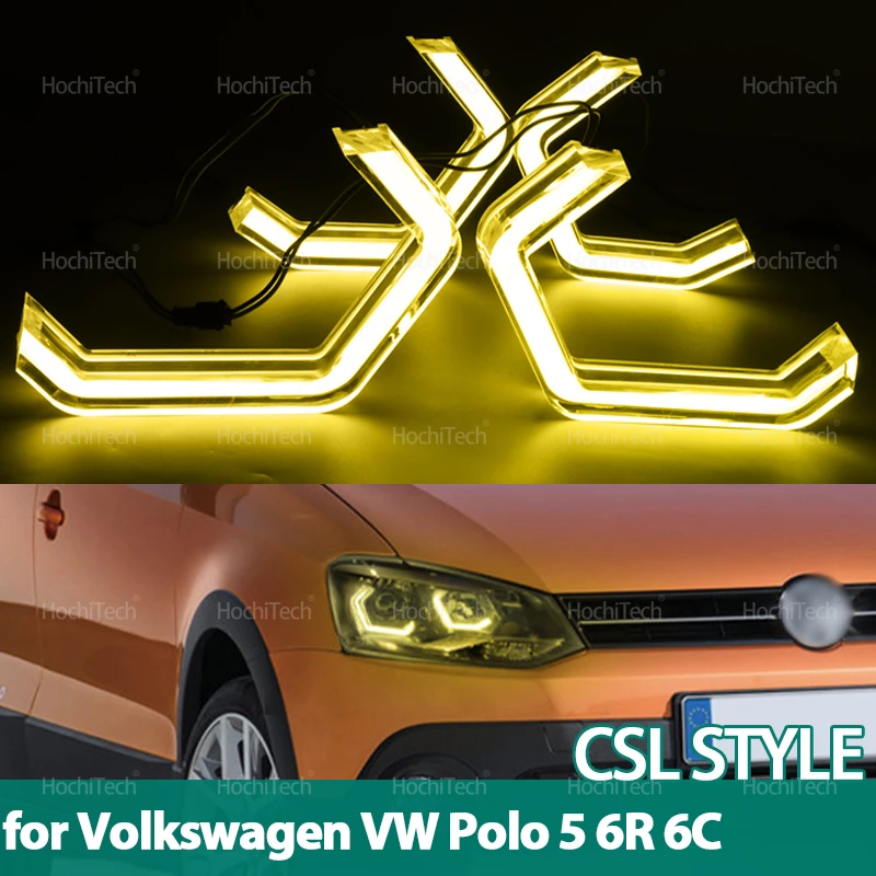 

Для Volkswagen VW Polo 5 6R 6C CrossPolo Vento Лимонно-желтый CSL Стиль M4 Стиль Супер яркий светодиодный кольцо с ангельскими глазами Белая лампа DRL