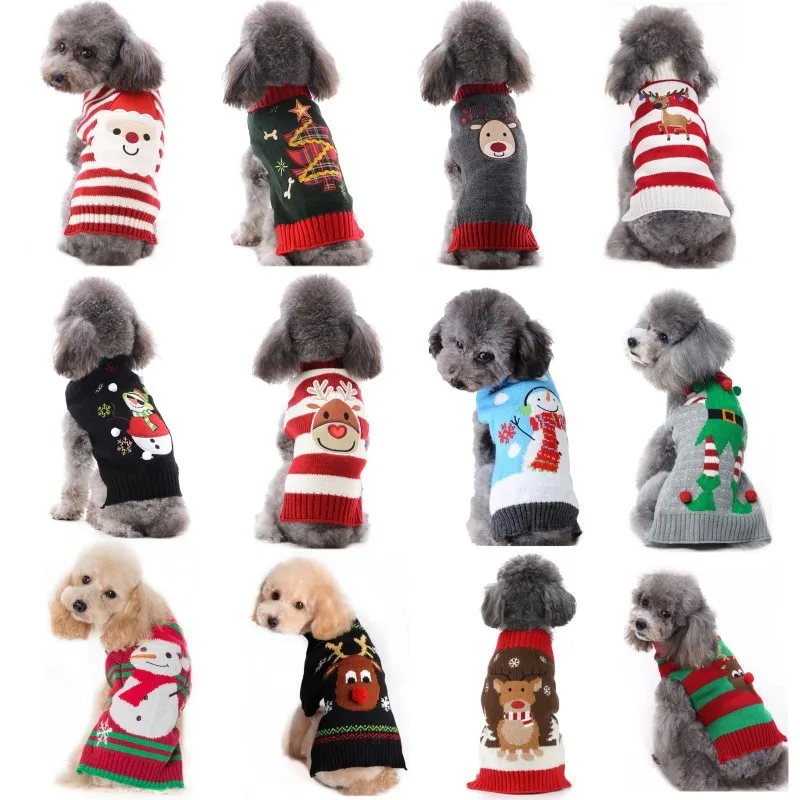 Maglione per cani Natale Inverno Vestiti caldi per cani Vestito natalizio per cani Cappotto per cuccioli Costume per cani Maglione lavorato a maglia