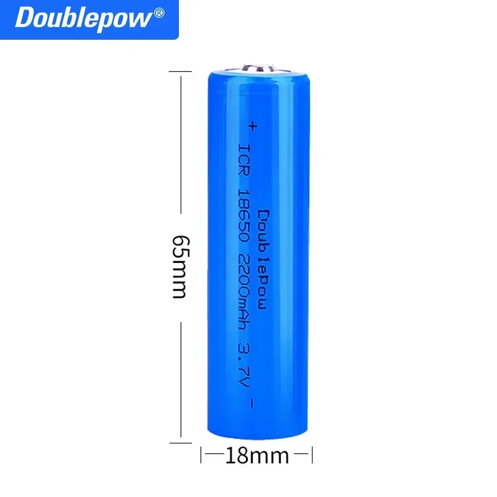 True capacity 100% new original Doublepow 18650 battery 3.7v 2200mah 18650 rechargeable lithium battery for flashlight batteries