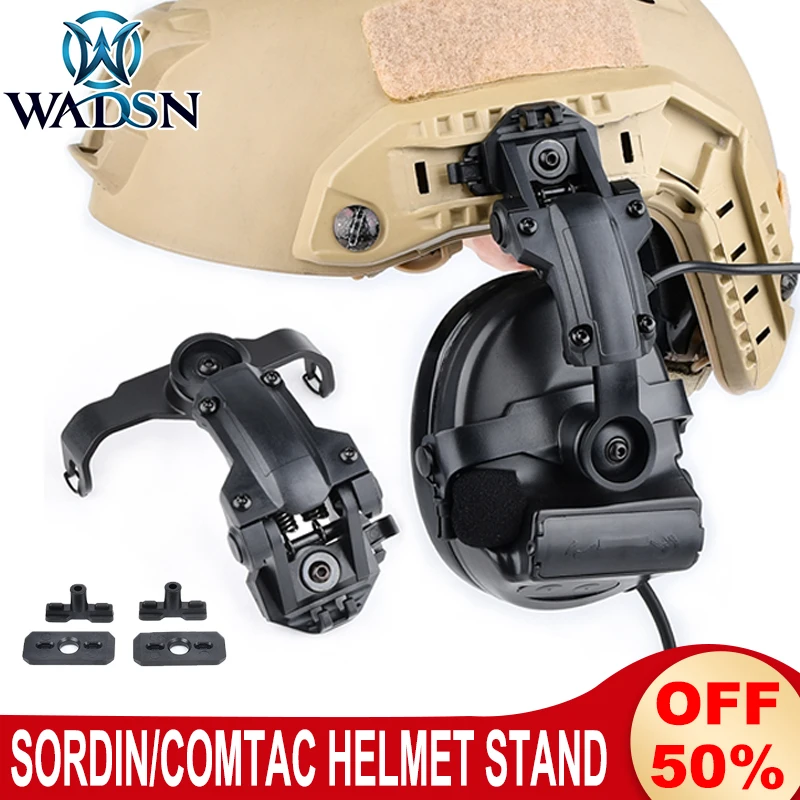 WADSN CS Helmet Rail Mount Kit Comtac II III Military Headset Holder Sordin Fast Headphone Stand Hunting Shooting Accessories