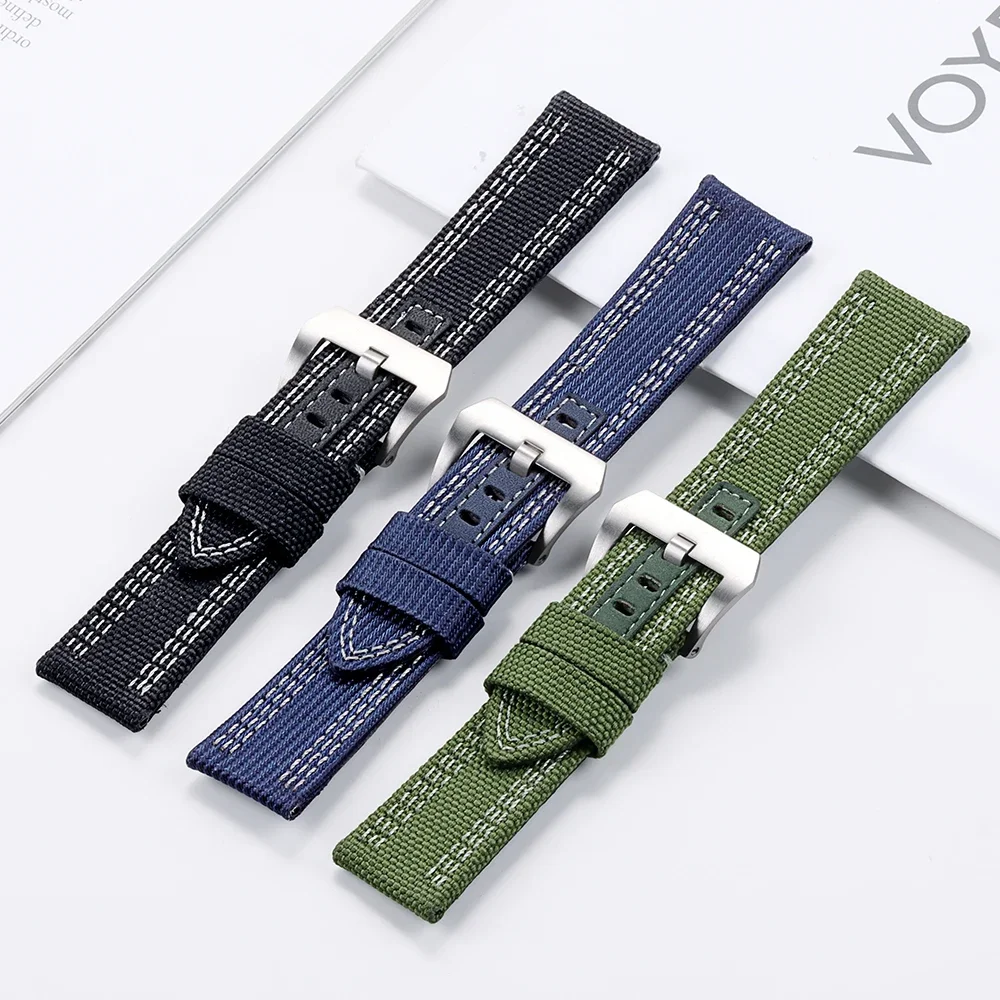 سوار معصم من الجلد الأصلي للرجال والنساء ، سوار من النايلون ، حزام ساعة للطالب ، Panerai PAM00984 PAM111 PAM00389 PAM00112 ، 24 #5