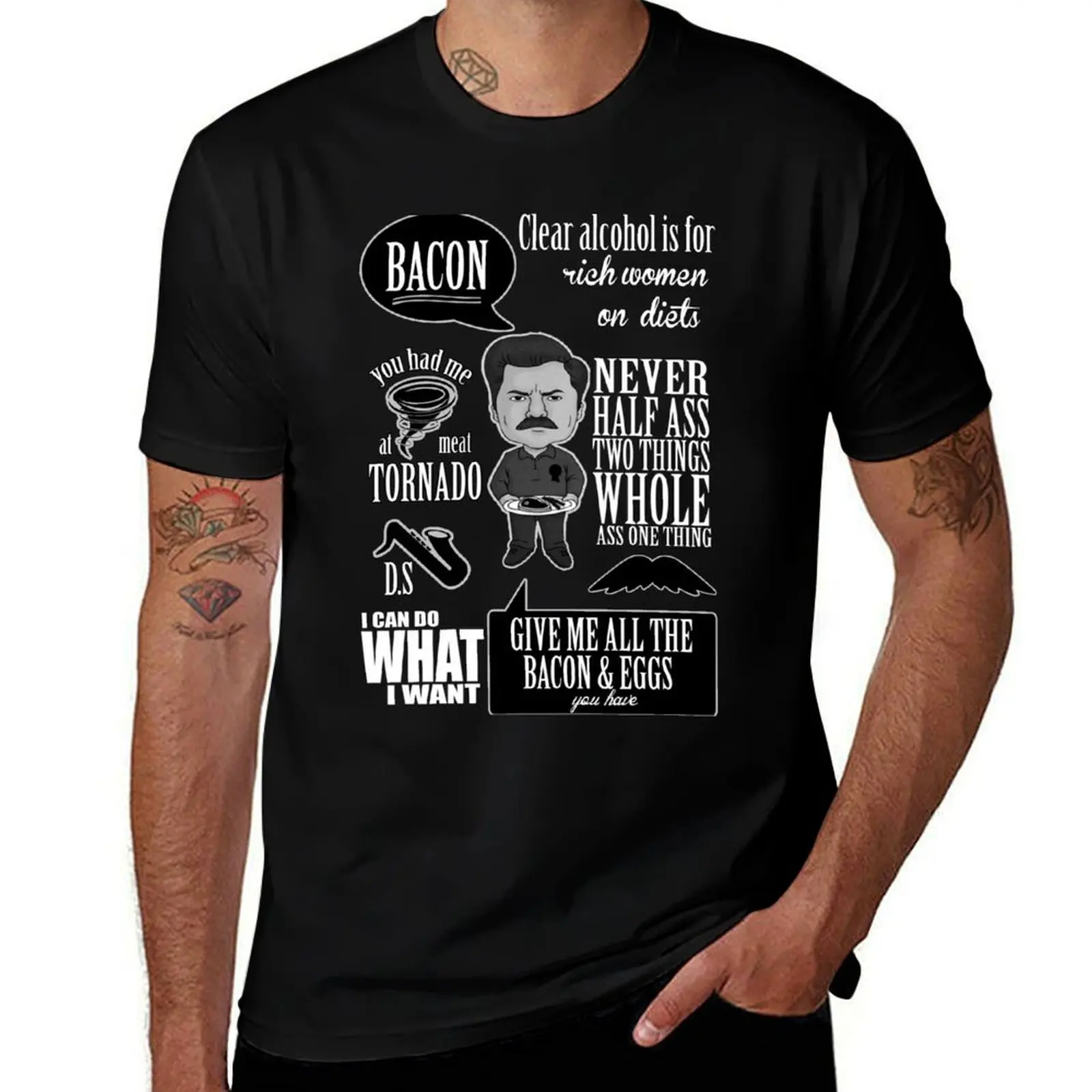 Ron Swanson Montage T-Shirt Athletic Quick Dry for Men T-Shirt