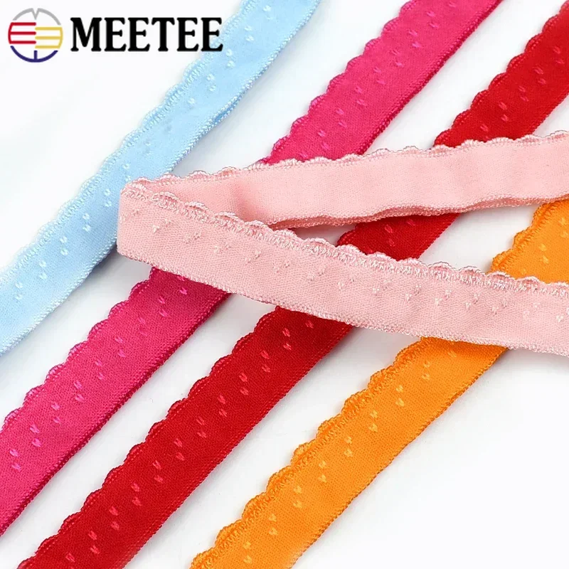 10/20M 11mm Elastic Band Double-layered Folding Lace Rubber Ribbon Bra Underwear Shoulder Strap Stretch Tape Sewing Accessory