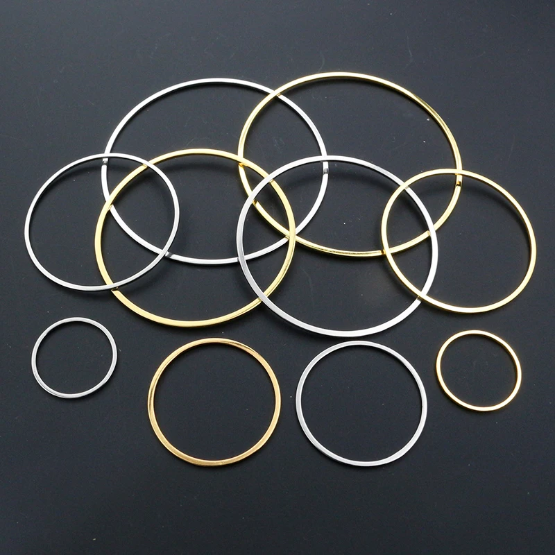 316 스테인레스 스틸 금도금 귀걸이 반지, 큰 원형 이어 와이어 후프 펜던트, DIY 보석 찾기, 15mm, 20mm, 25mm, 30mm, 35mm, 40mm, 20 개