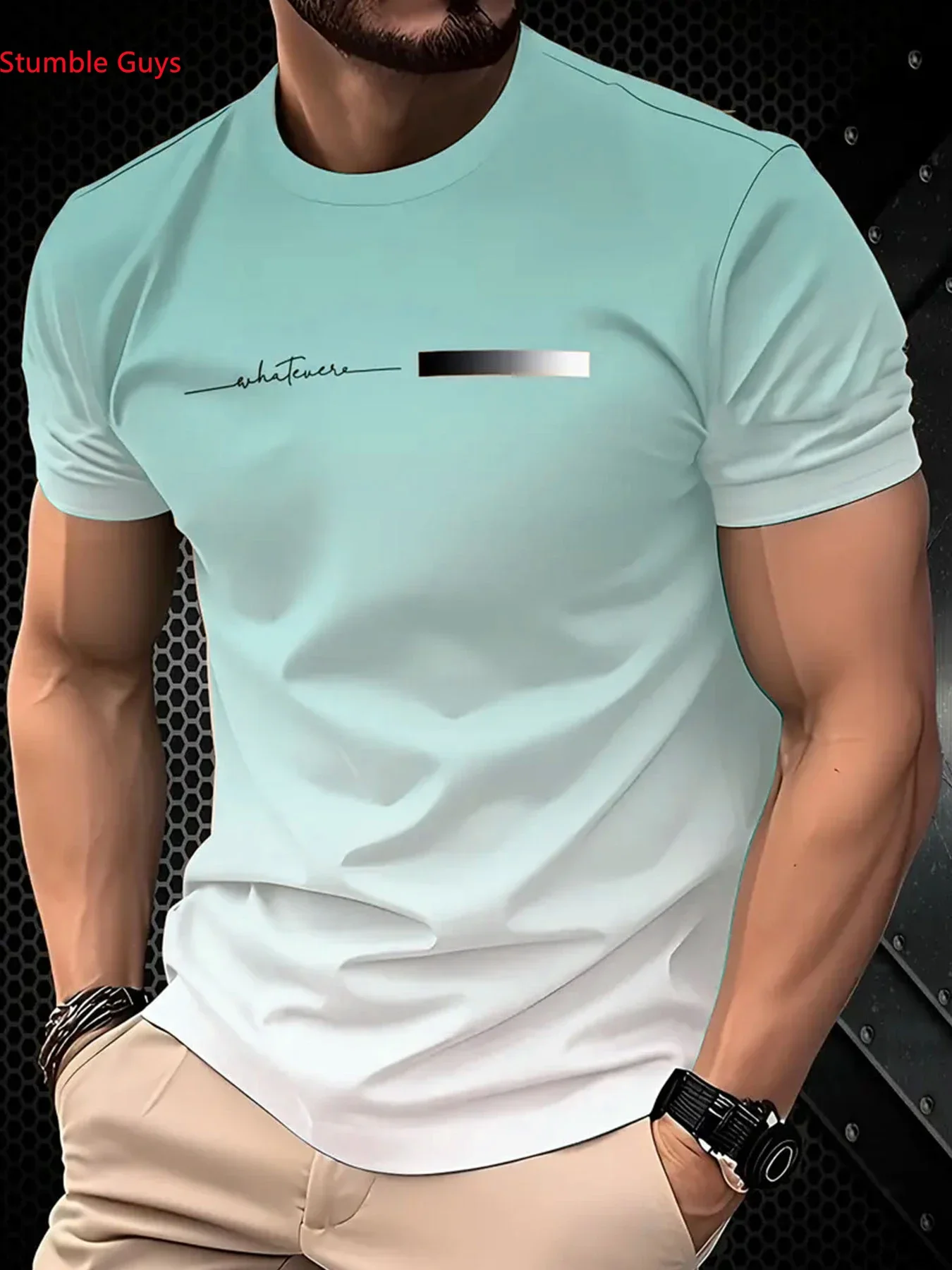 Herren Casual Mode Sport T-Shirt Sommer Kurzarm Atmungsaktiv Schnelltrocknend Leichtgewicht Bedrucktes Top Athletisches Trikot