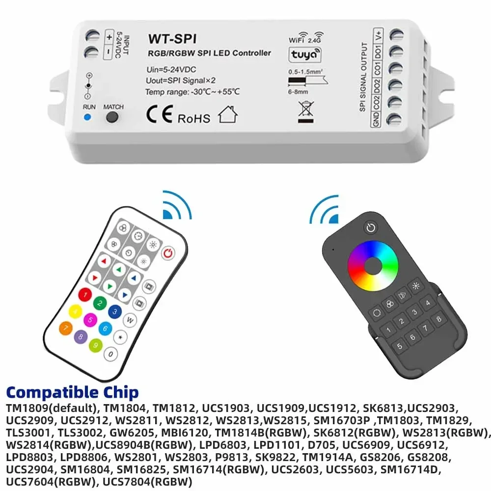 DC5-24V تويا واي فاي RGBIC/RGB/RGBW SPI LED تحكم جدار التحكم عن بعد WS2811 WS2812B SK6812 مصباح ليد باهتة ل أليكسا جوجل #6