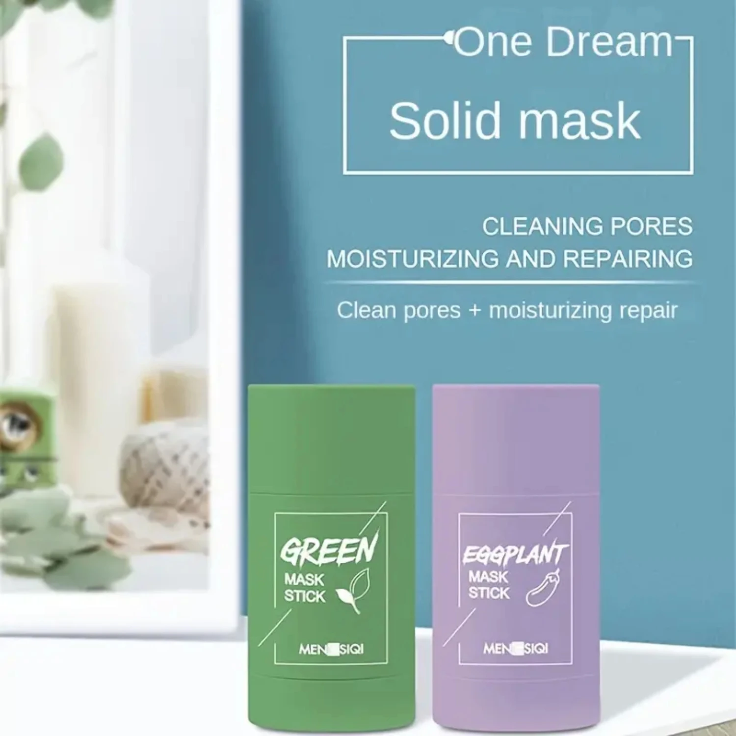 

Moisturizing and Pore-Cleansing Green Tea Clay Stick Mask for Oil Control and Deep Cleansing, Skin Care Face Mask Stick for Wome