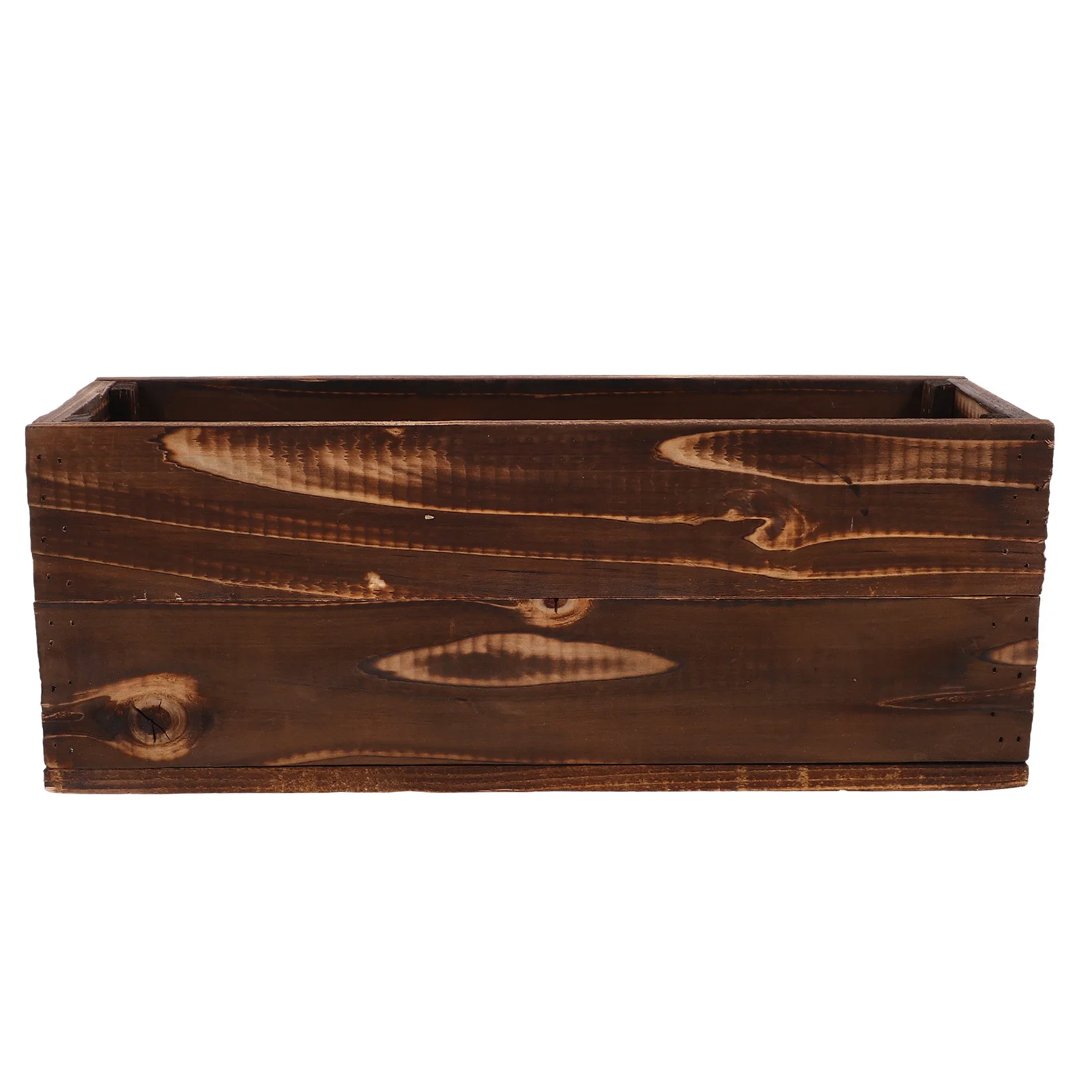 

Wooden Planter Box Rectangle Rustic Carbonized Finish Outdoor Garden Vegetable Herb Succulent Planter Large Wood