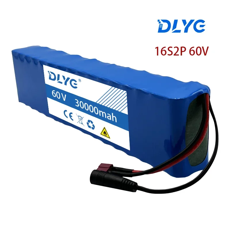 Brand New 60V 16S2P 30000mah 18650 Li-ion Battery Pack 67.2V 30AH for Electric Bike Scooter Scooter Kids Car with Bms1000 Watt