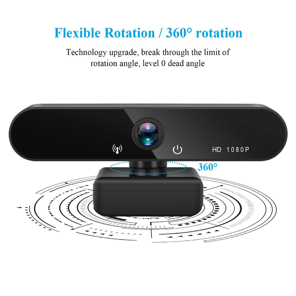 1080P Webcam Full HD Computer PC Web Camera with Microphone Rotatable Cameras for Live Broadcast Video Calling Conference Work