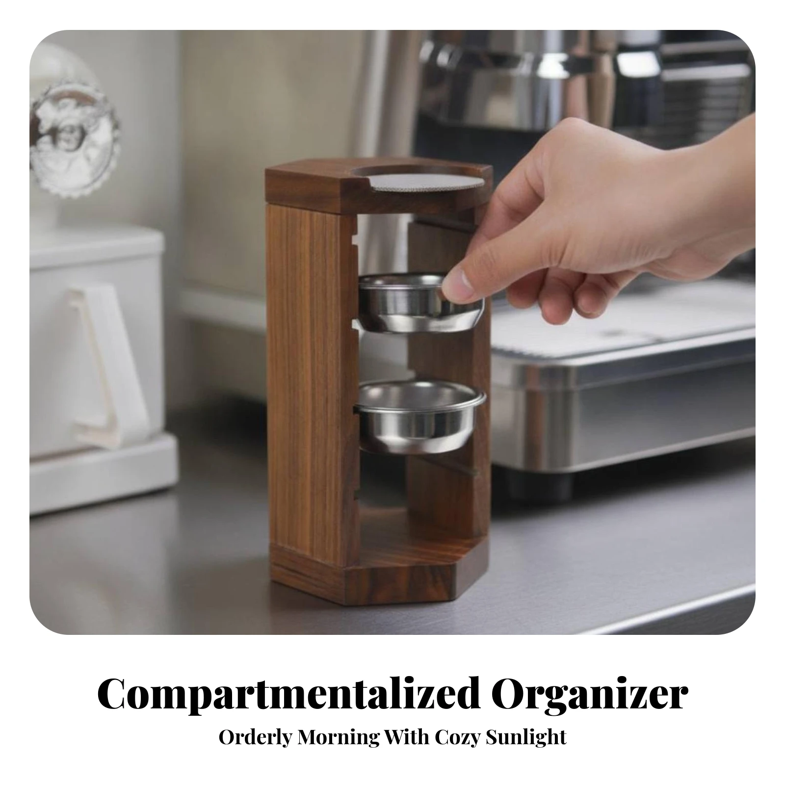 Coffee Accessory Storage Rack Sturdy Wooden Coffee Rack with Slots Espresso Basket Holder Long-Lasting Stand Low-Silhouette