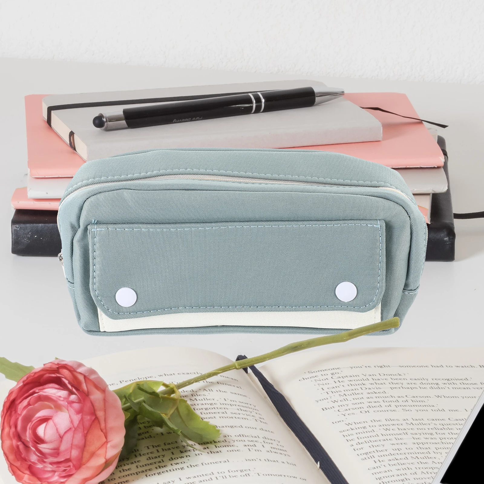 

Large Capacity Zipper Pencil For Students Office Polyester Stationery Pouch Bag For Girls Lightweight Pen