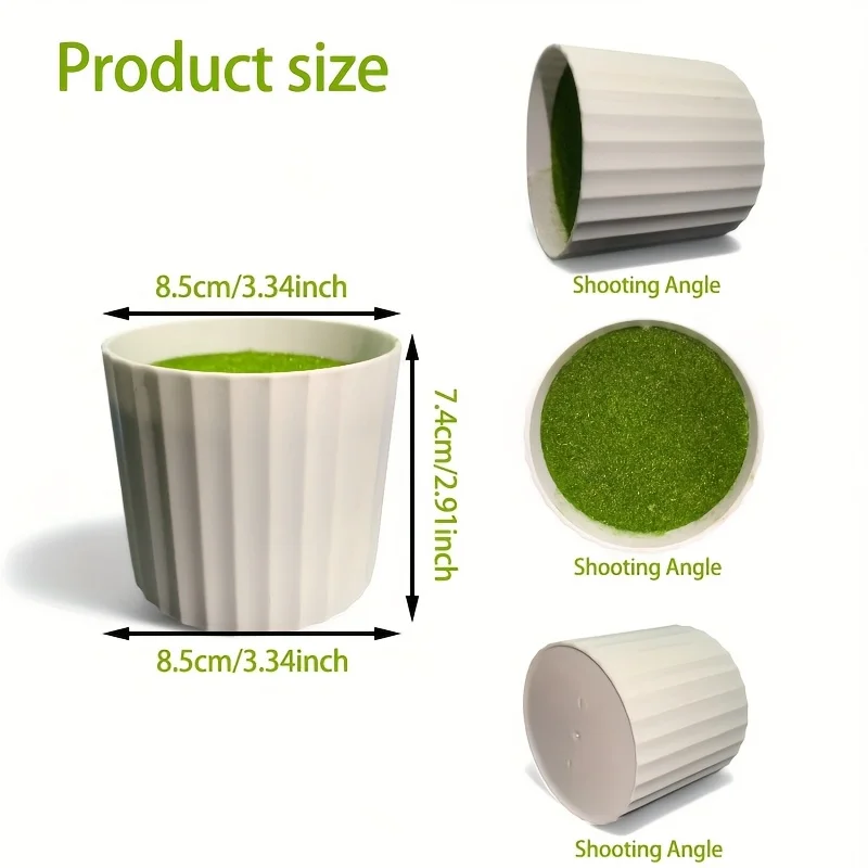 2Pcs potted plant container Instagram style artificial grass plant vase white plastic decorative pot home potted plant ornam