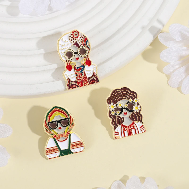Russische Bräuche und Traditionen Emaille-Anstecknadeln Russische Matroschka & Katze Retro Kokoshnik Souvenir Brosche Reversnadel Schmuck Geschenk – Detail 18