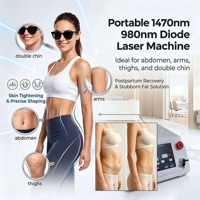 1470nm Fat Dissolving 980nm Diode Laser Device Face Lifting Machine 40W High Power SMA905 Connector 400um 600um