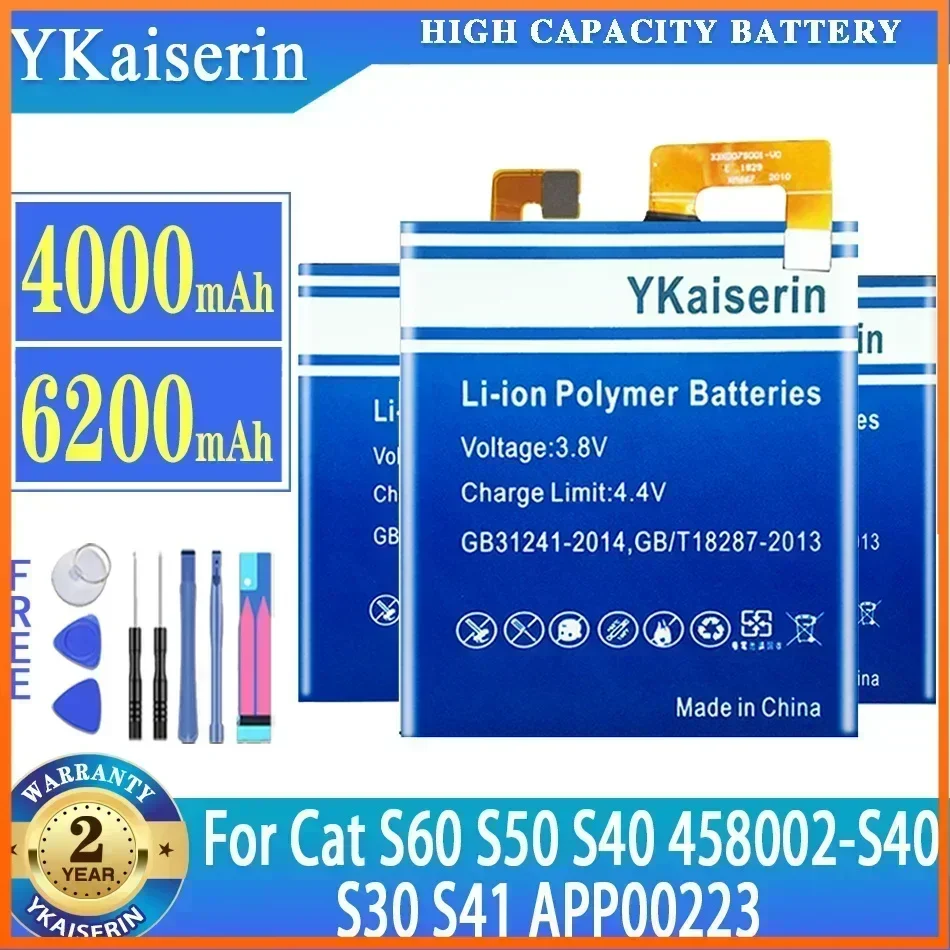 

YKaiserin Battery for Cat S41 APP00223 S60 S50 S40 458002-S40 S30 bateria + Free tools