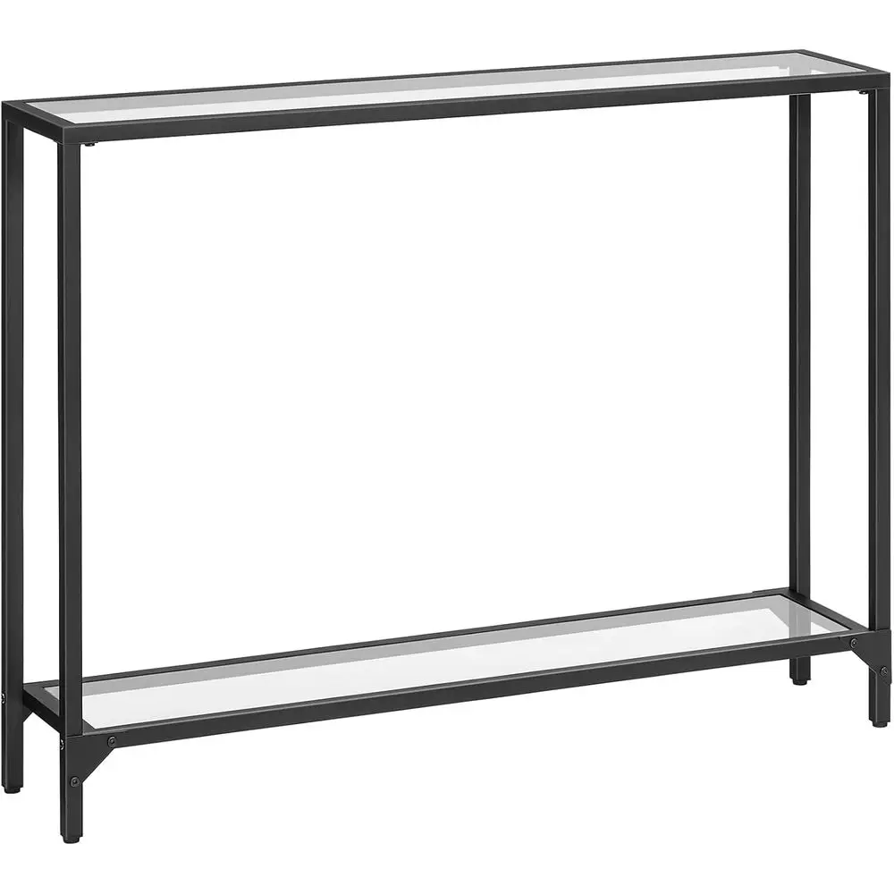 

39.4" Narrow ole Table, Tempered Glass Soa Table, Behind Couch Table ern Entryway Table, Metal e, or Living Room, Hallway