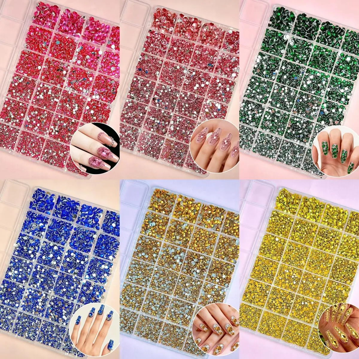 

1Box Mini Multiple Size Flat Bottomed Rhinestones Nail Charms Sparkling Colorful Half Round Rhinestones Nail Art Decorations DIY